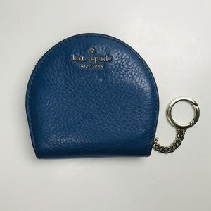 Kate Spade Blue Jackson Half Moon Wallet Keychain Coin Purse